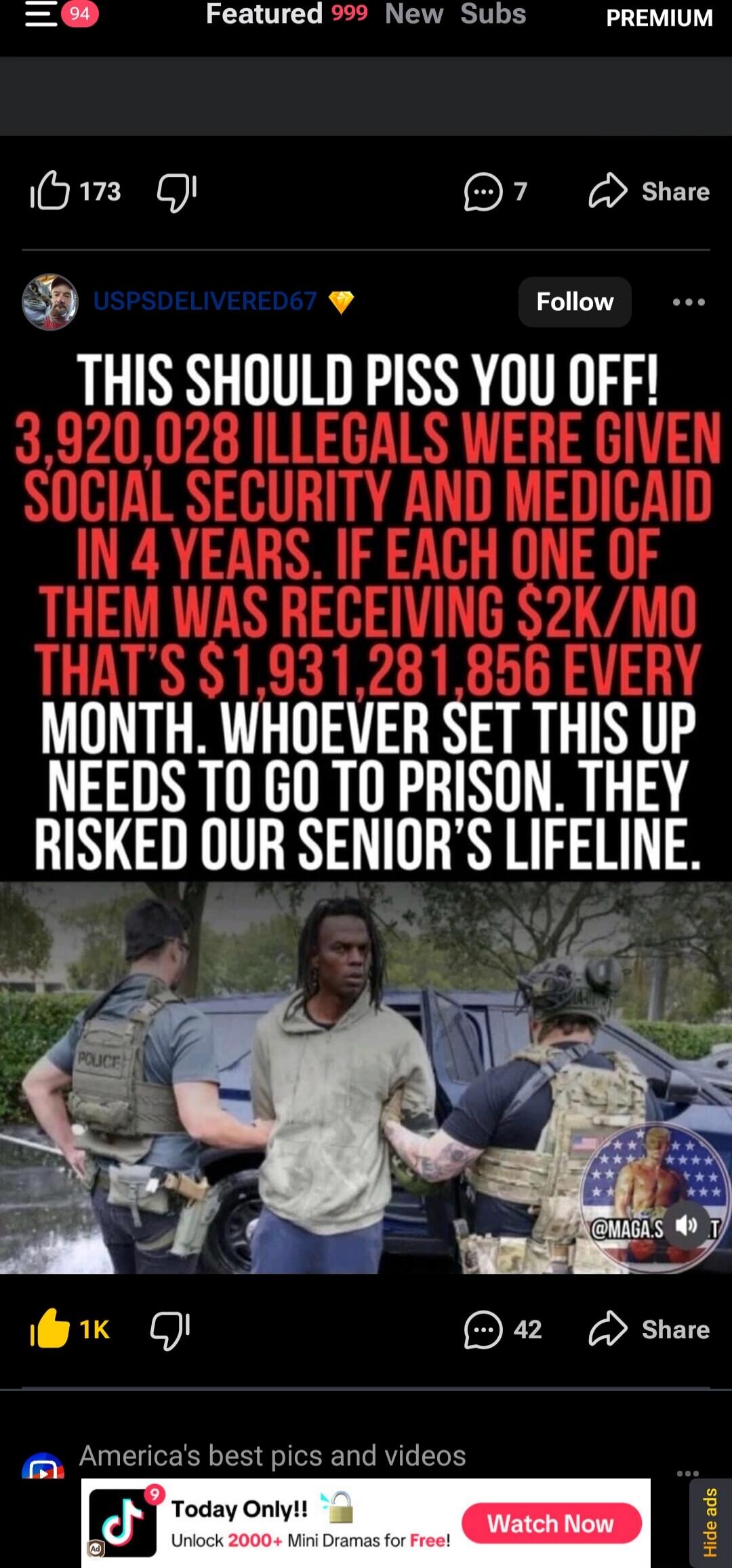 THIS SHOULD PISS YOU OFF! 3,920,028 ILLEGALS WERE GIVEN SOCIAL SECURITY AND MEDICAID IN 4 YEARS. IF EACH ONE OF THEM WAS RECEIVING $2K/MO THAT'S $1,931,281,856 EVERY MONTH. WHOEVER SET THIS UP NEEDS TO GO TO PRISON. THEY RISKED OUR SENIOR'S LIFELINE.