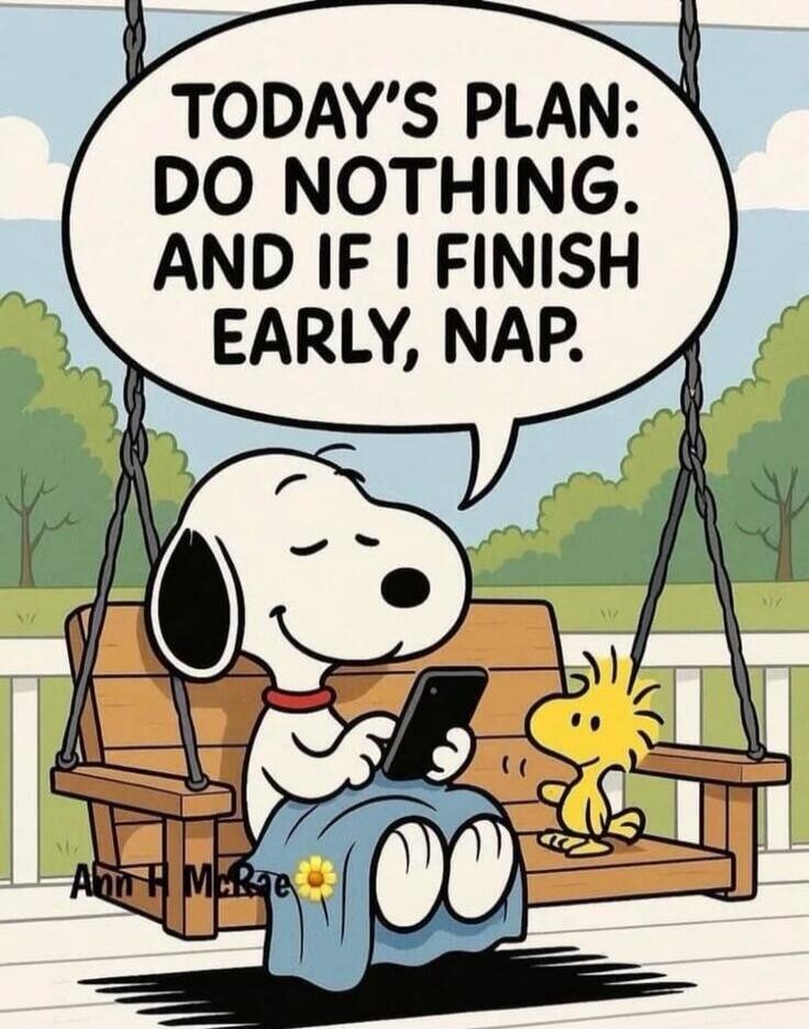 TODAY'S PLAN: DO NOTHING. AND IF I FINISH EARLY, NAP.