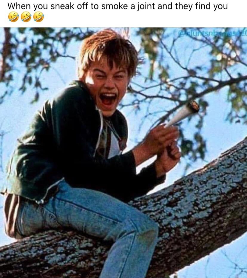 When you sneak off to smoke a joint and they find you