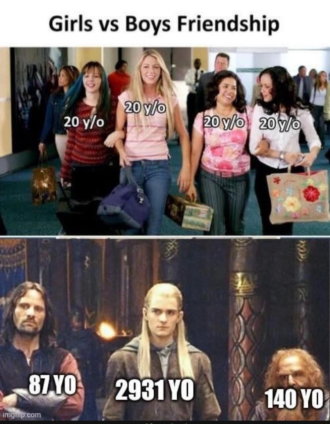 Girls vs Boys Friendship. 20 y/o. 87 YO. 2931 YO. 140 YO.