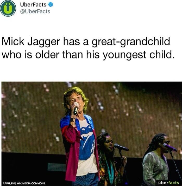 Mick Jagger has a great grandchild who is older than his youngest child