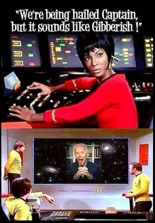 We're being hailed Captain, but it sounds like Gibberish!