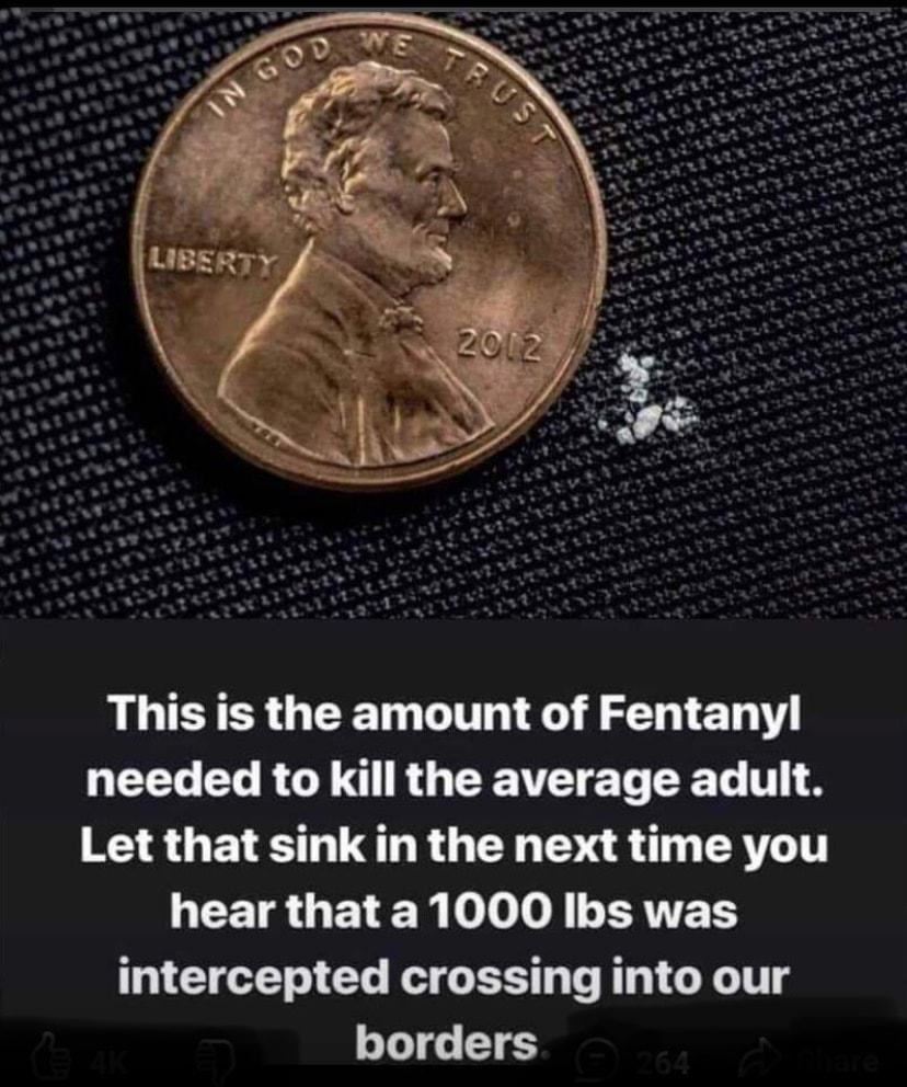 This is the amount of Fentanyl LEELEL RGN RGEEVEELEEL T A Let that sink in the next time you UEETRUEIER BERTESS T EL R GEST LI G T borders