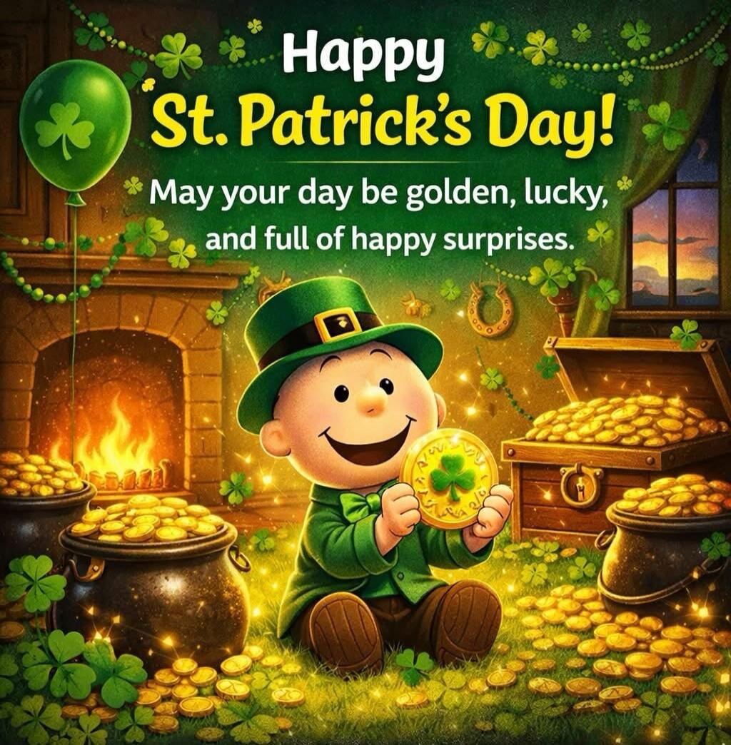 Happy St. Patrick's Day! May your day be golden, lucky, and full of happy surprises.