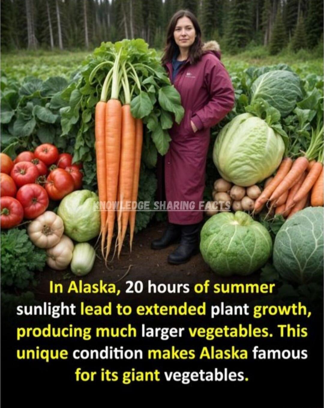 In Alaska 20 hours of summer HTEGIEEL R GRS GG I EL FG I producing much larger vegetables This LICTERGL LR ELCAEN SR ET T for its giant vegetables