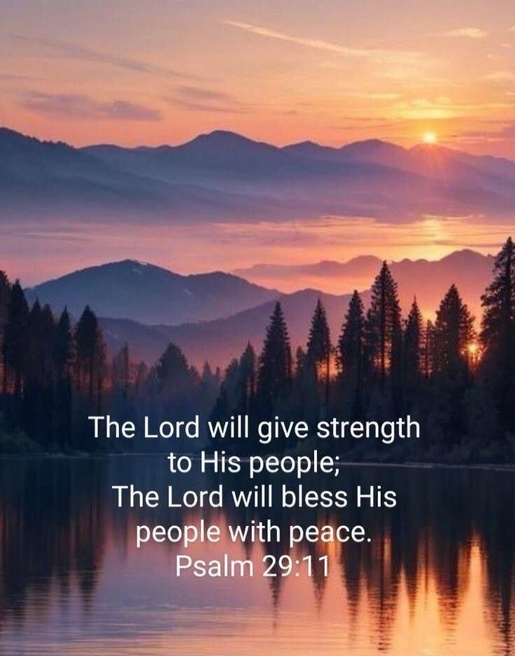 The Lord will give strength to His people; The Lord will bless His people with peace. Psalm 29:11