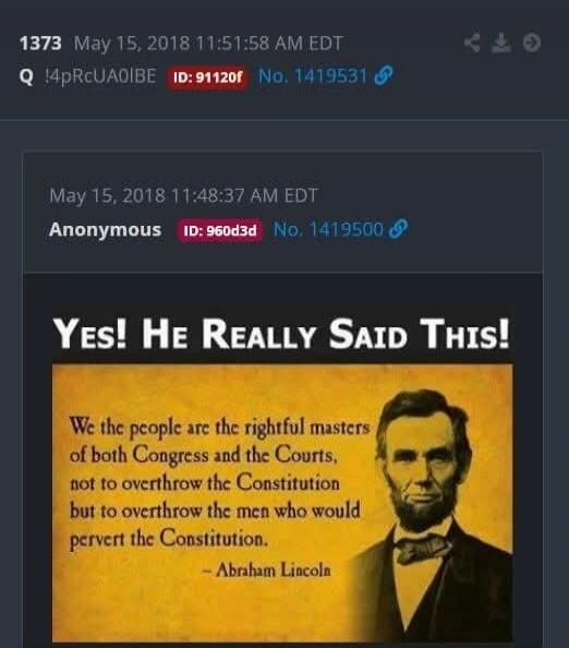 YES! HE REALLY SAID THIS! We the people are the rightful masters of both Congress and the Courts, not to overthrow the Constitution but to overthrow the men who would pervert the Constitution. - Abraham Lincoln