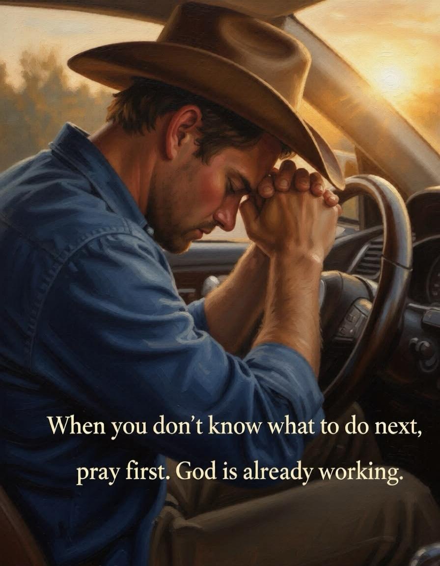 When you don't know what to do next, pray first. God is already working.