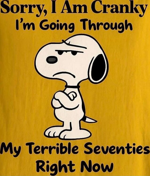 Sorry, I Am Cranky I'm Going Through My Terrible Seventies Right Now