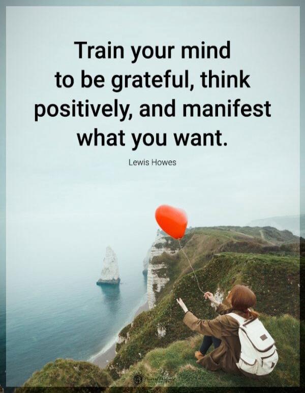 Train your mind to be grateful, think positively, and manifest what you want. Lewis Howes