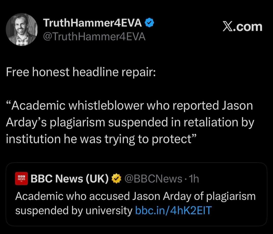 TruthHammer4EVA @TruthHammer4EVA X.com Free honest headline repair: 