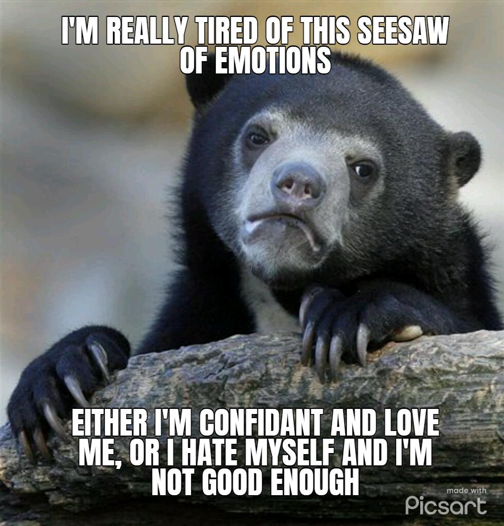 EITHER IM CONFIDAN DVE ME OR HATE MYSELF AND TN T Picsar