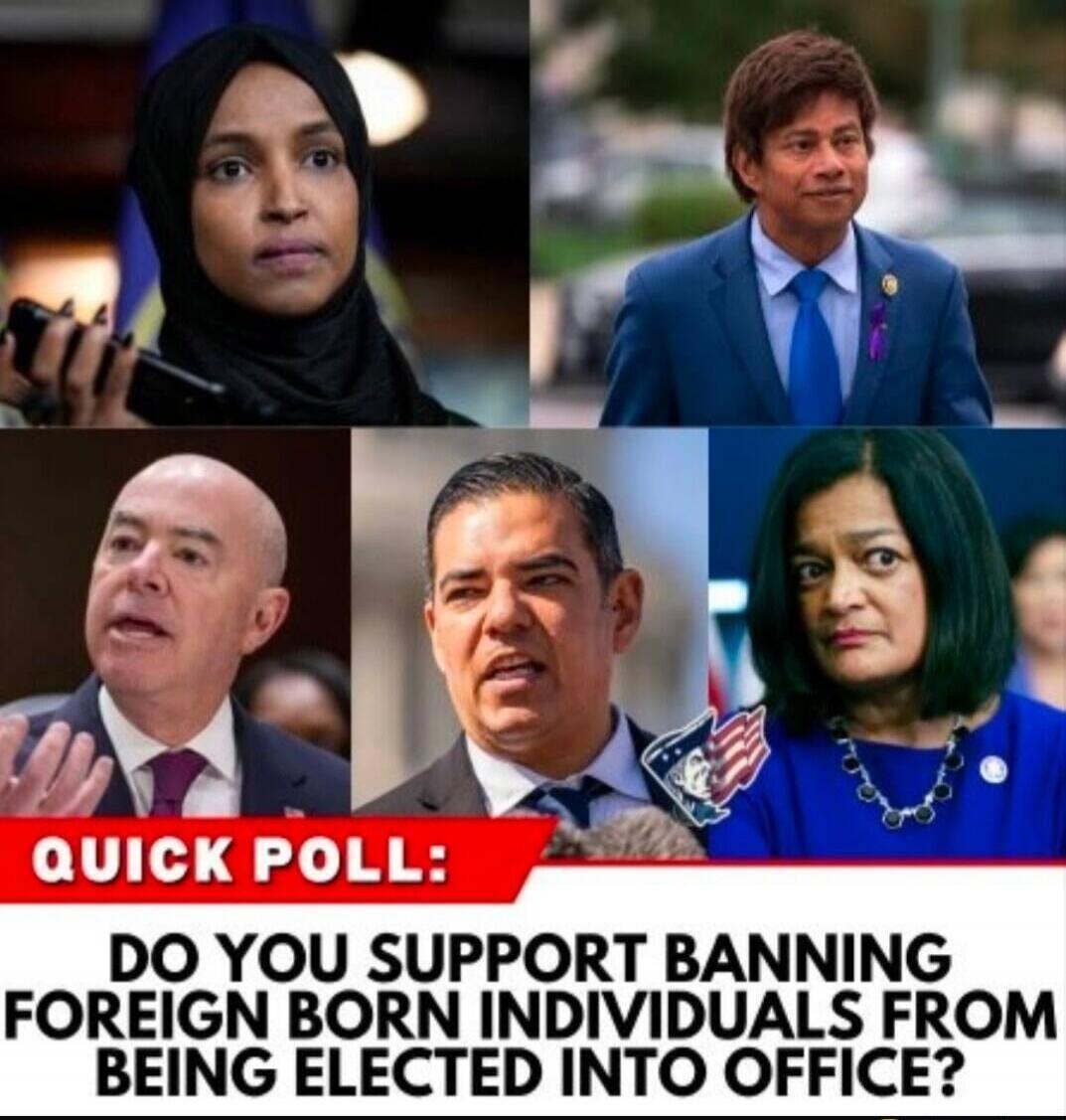 QUICK POLL: DO YOU SUPPORT BANNING FOREIGN BORN INDIVIDUALS FROM BEING ELECTED INTO OFFICE?