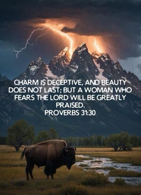 Charm is deceptive, and beauty does not last; but a woman who fears the LORD will be greatly praised. Proverbs 31:30