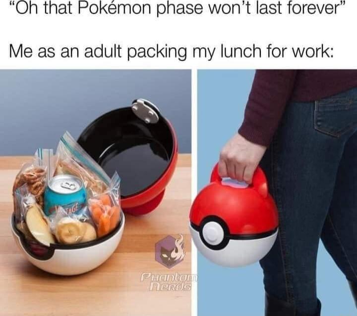 On that Pokemon phase wont last forever Me as an adult packing my lunch for work