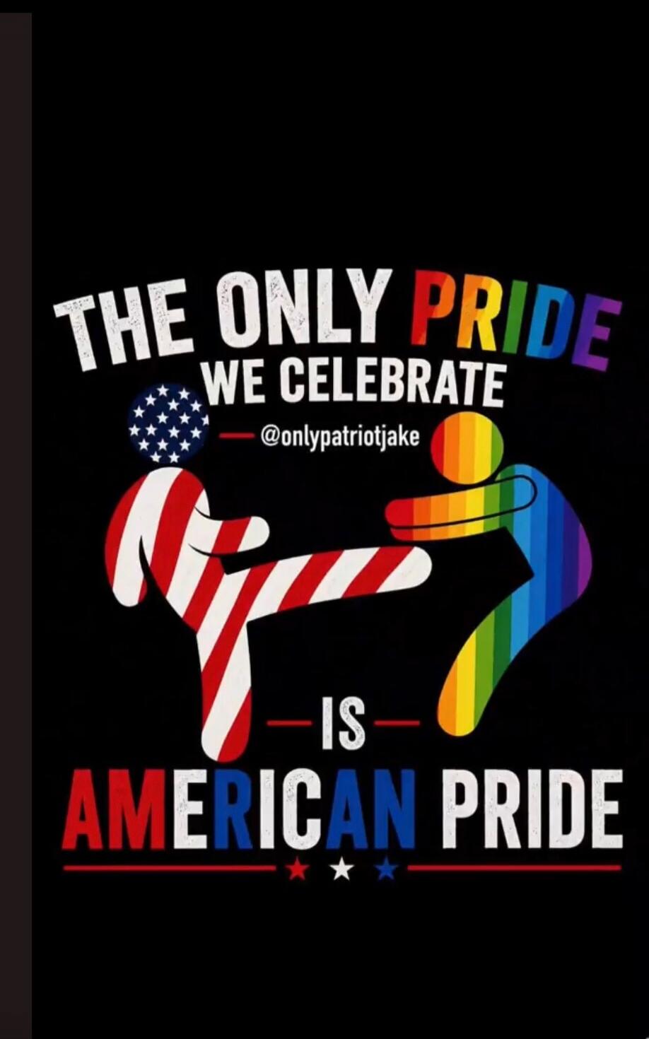 THE ONLY PRIDE WE CELEBRATE @onlypatriotjake IS AMERICAN PRIDE
