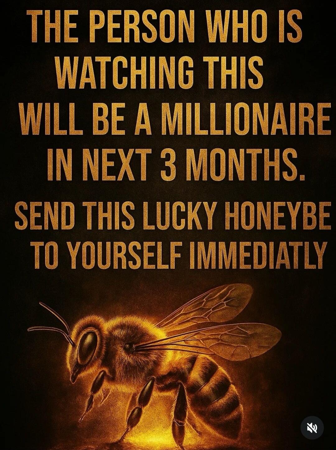 THE PERSON WHO IS WATCHING THIS WILL BE A MILLIONAIRE IN NEXT 3 MONTHS. SEND THIS LUCKY HONEYBE TO YOURSELF IMMEDIATLY