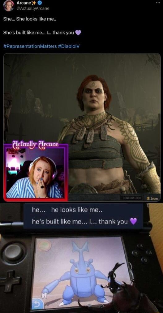 SheShe looks like me Shes built like me 1 thank you RepresentationMatters DiablolV he helooks like me s hes built like me I thank you