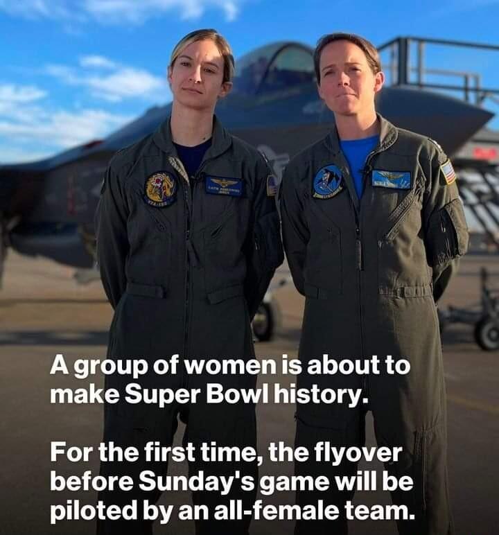 Agroup of womenis about to L EUCETIT N LW TS G178 For the first time the flyover before Sundays game will be ECIGELE B T EI R CET