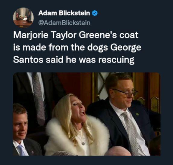 Adam Blickstein Es CZGE TS Marjorie Taylor Greenes coat SN ET CRfe R CXG F EN e 11 Santos said he was rescuing TUSY