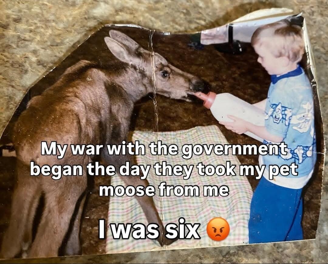 My war with the government began the day they took my pet moose from me I was six