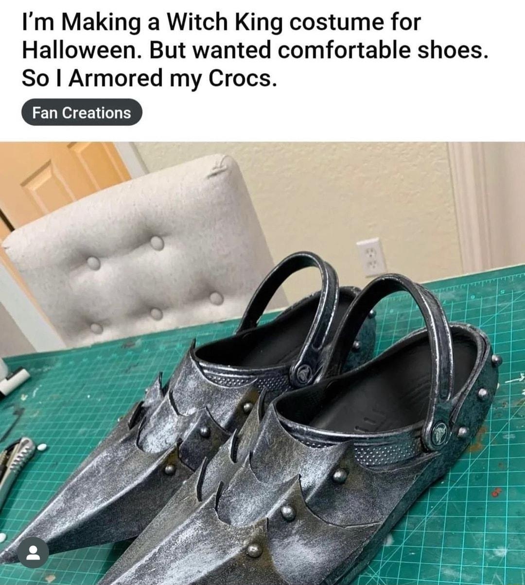 AR Premi12 Im Making a Witch King costume for Halloween But wanted comfortable shoes So Armored my Crocs Fan Creations