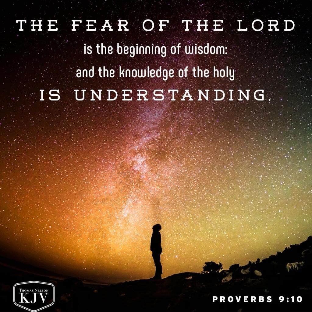 THE FEAR OF THE LORD is the beginning of wisdom: and the knowledge of the holy IS UNDERSTANDING PROVERBS 9:10