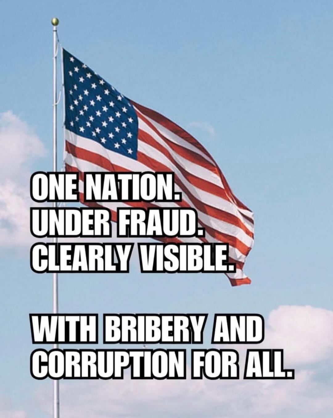 ONE NATION. UNDER FRAUD. CLEARLY VISIBLE. WITH BRIBERY AND CORRUPTION FOR ALL.