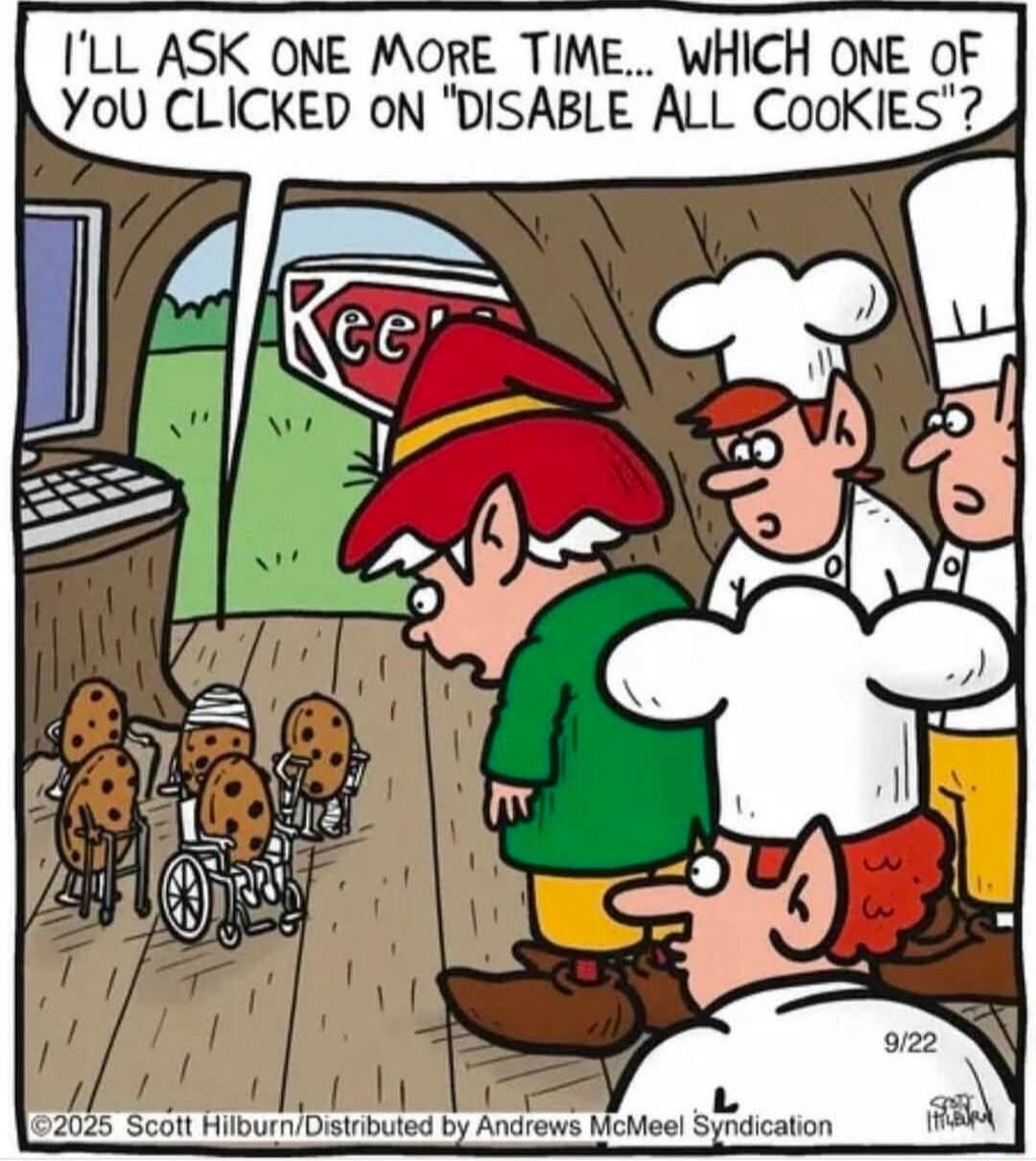 I'll ask one more time... which one of you clicked on 'Disable all cookies'?