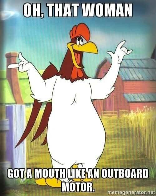 OH, THAT WOMAN GOT A MOUTH LIKE AN OUTBOARD MOTOR.