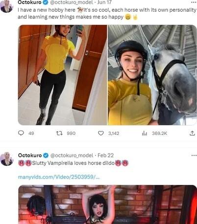 IRk Soctonemo and learning new things makes me 5o happy with Its own personaiity Octokuro octokuromodel Feb 22 B8 suty Vampirelia loves horse diido manyvidscomVideo2503956