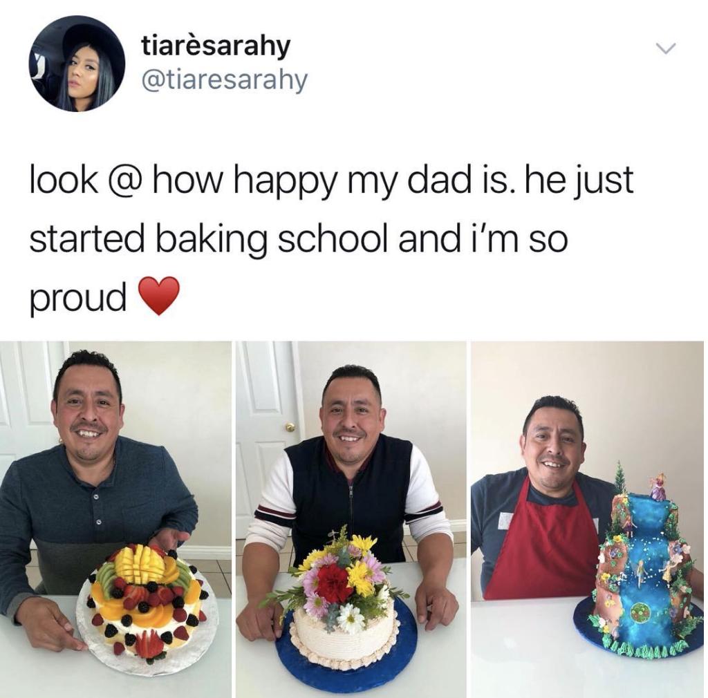 tiarsarahy tiaresarahy look how happy my dad is he just started baking school and im so proud