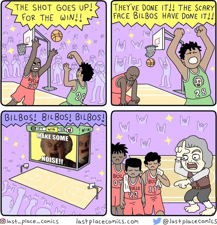 THE SHOT GOES UP FOR THE WIN THEYVE DONE IT THE ScARY FACE BILBOS HAVE DONE IT 015y