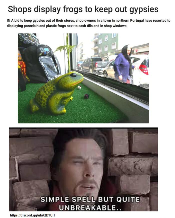 Shops display frogs to keep out gypsies A bid o Keop gypsiesaut of thei store shop owners i own npothern Portuglhave rsortd o sploingporcelanand plaste froga next o cash s an in shop windews Kl SIMPLE SPELIBUT QUITE UNBREAKABLE opaclidiscord o ubAZOYUH