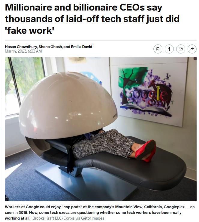 1 Millionaire and billionaire CEOs say thousands of laid off tech staff just did fake work Hasan Chowcry hons Ghoshand Eniia Do NDE Goosiscoi ejoy 1ap poc atthe companys Mountan ViewCalforia Googlpies a5 5 Now Some tech axecssre curstioning whthe some tach workershave besn really