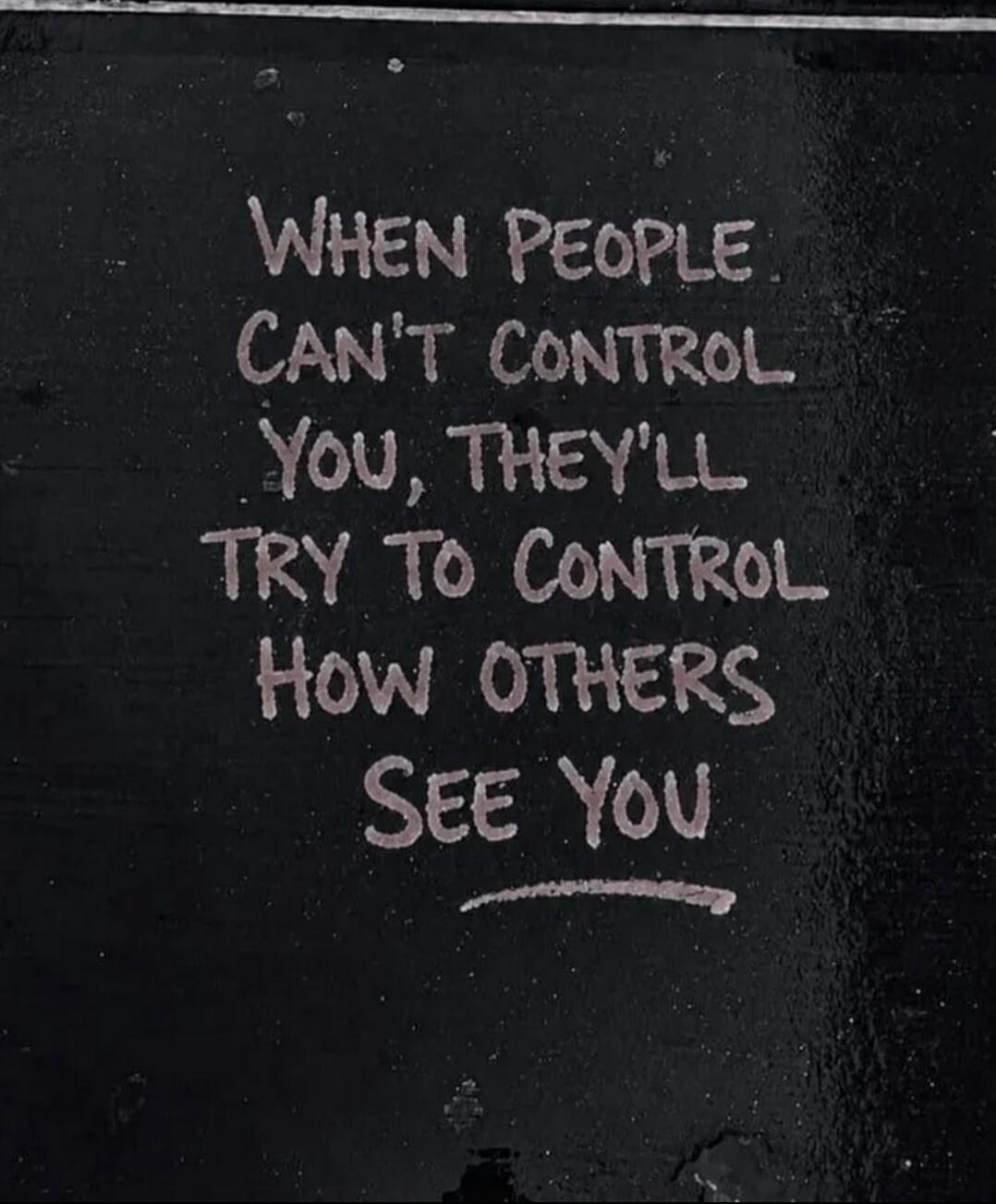 WHEN PEOPLE CAN'T CONTROL YOU, THEY'LL TRY TO CONTROL HOW OTHERS SEE YOU