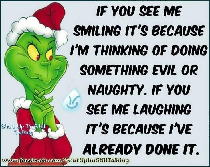 IF YOU SEE ME SMILING IT'S BECAUSE I'M THINKING OF DOING SOMETHING EVIL OR NAUGHTY. IF YOU SEE ME LAUGHING IT'S BECAUSE I'VE ALREADY DONE IT.