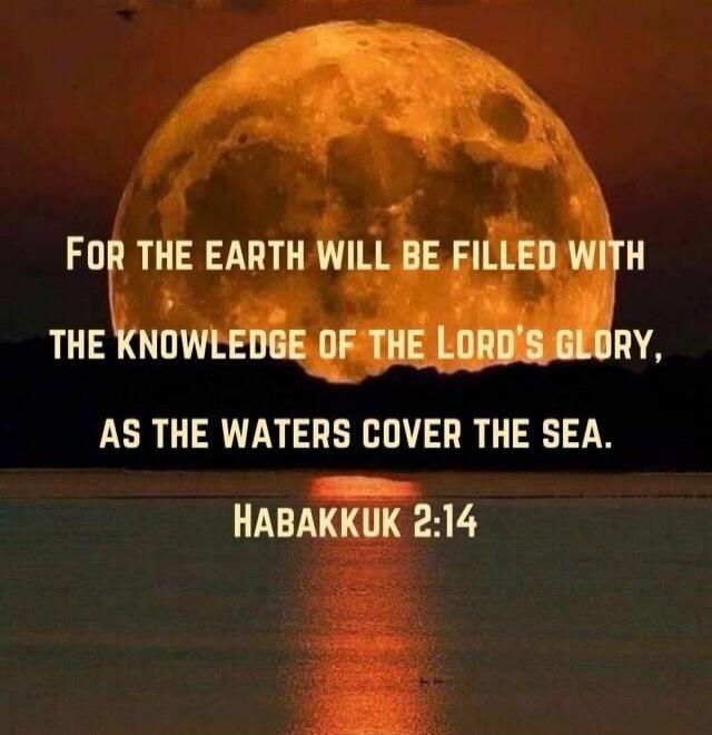 For the earth will be filled with the knowledge of the LORD's glory, as the waters cover the sea.
Habakkuk 2:14