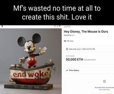 R TES G IR N RT SCEICRGIEE I RO Hey Disney The Mouse is Ours 50000 ETH