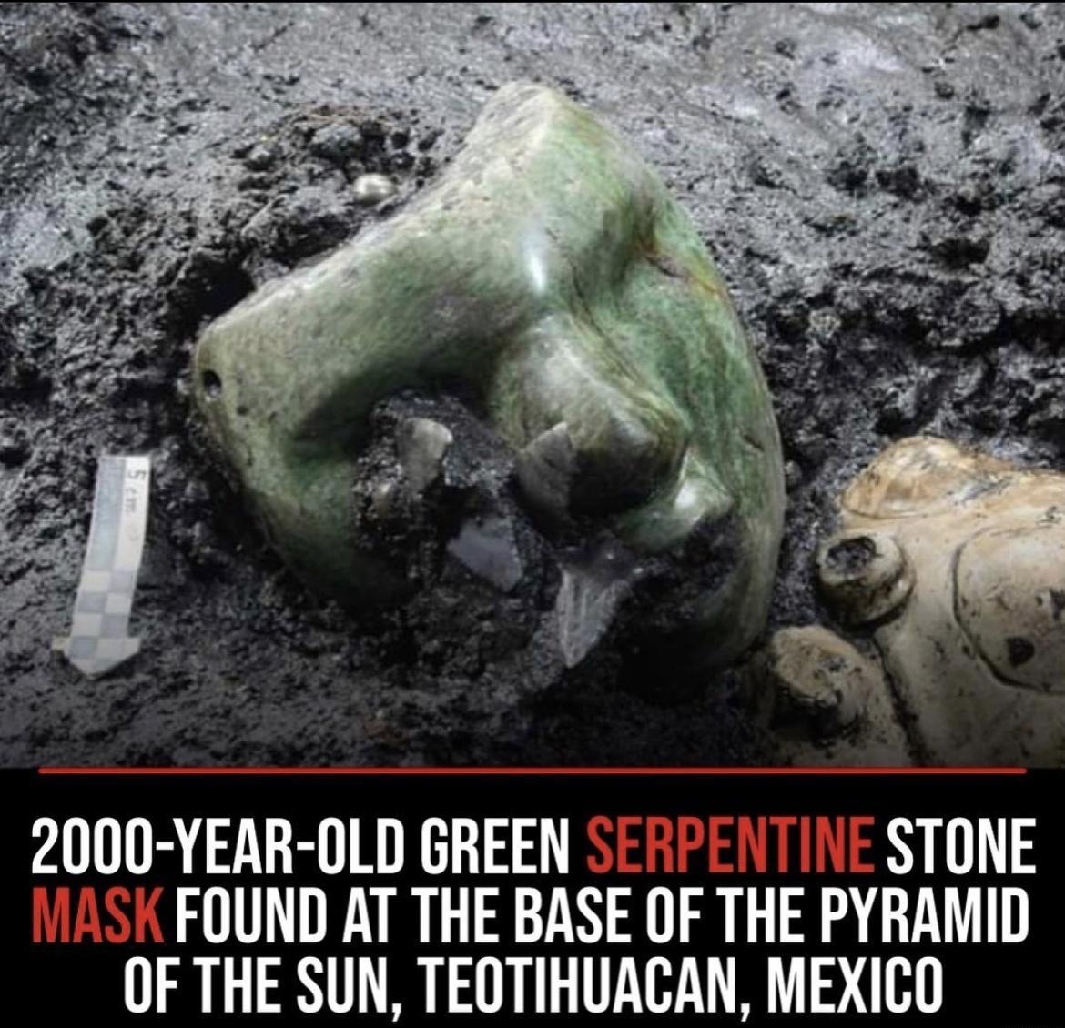 2000 YEAR OLD GREEN STONE FOUND AT THE BASE OF THE PYRAMID OF THE SUN TEOTIHUACAN MEXICO