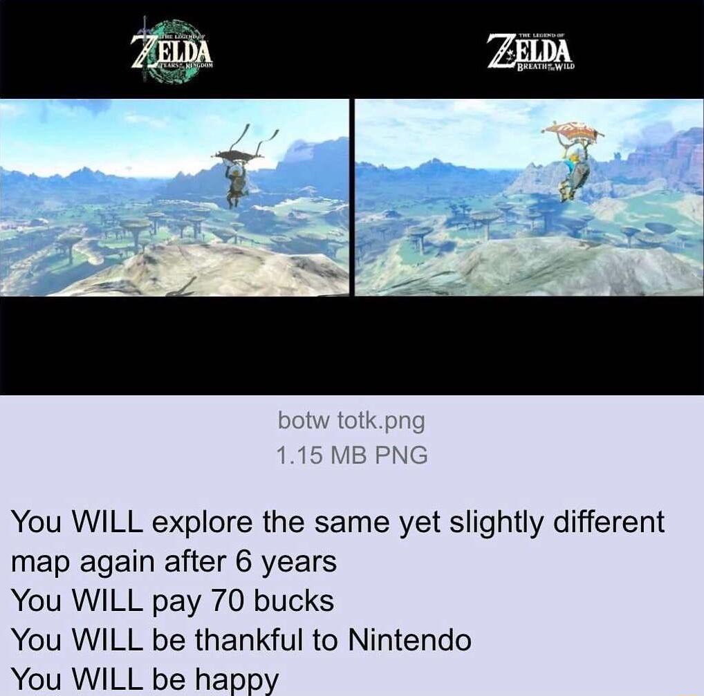 You WILL explore the same yet slightly different map again after 6 years You WILL pay 70 bucks You WILL be thankful to Nintendo You WILL be happy