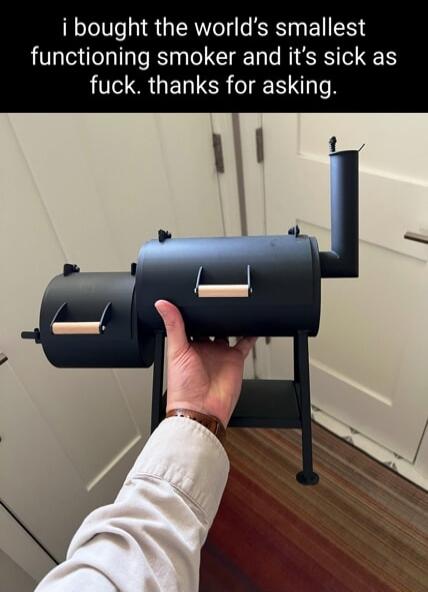 i bought the world's smallest functioning smoker and it's sick as fuck. thanks for asking.