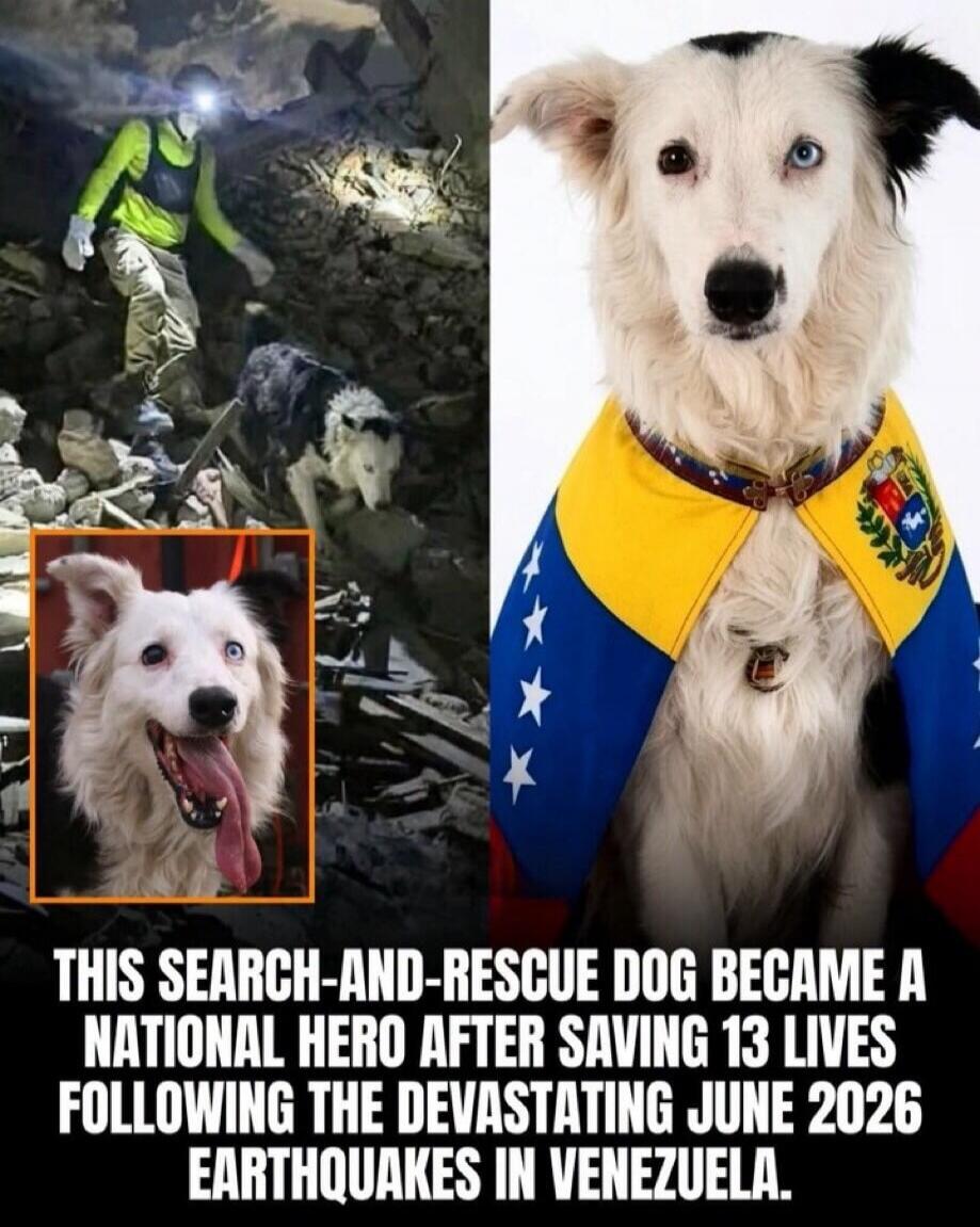 THIS SEARCH-AND-RESCUE DOG BECAME A NATIONAL HERO AFTER SAVING 13 LIVES FOLLOWING THE DEVASTATING JUNE 2026 EARTHQUAKES IN VENEZUELA.