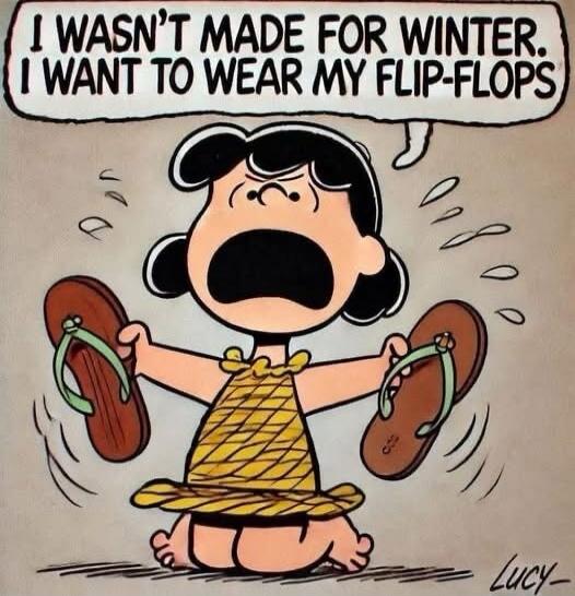 I WASN'T MADE FOR WINTER. I WANT TO WEAR MY FLIP-FLOPS