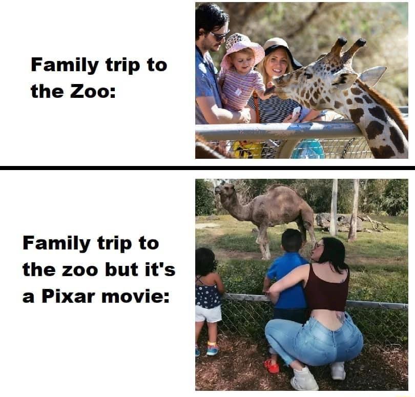 Family trip to the Zoo Family trip to the zoo but its a Pixar movie