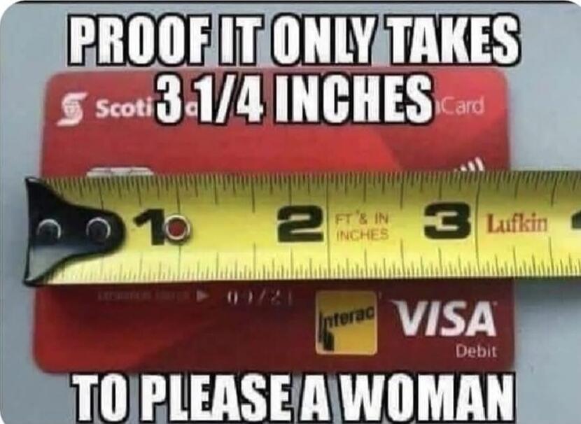 PROOF IT ONLY TAKES 3 1/4 INCHES TO PLEASE A WOMAN