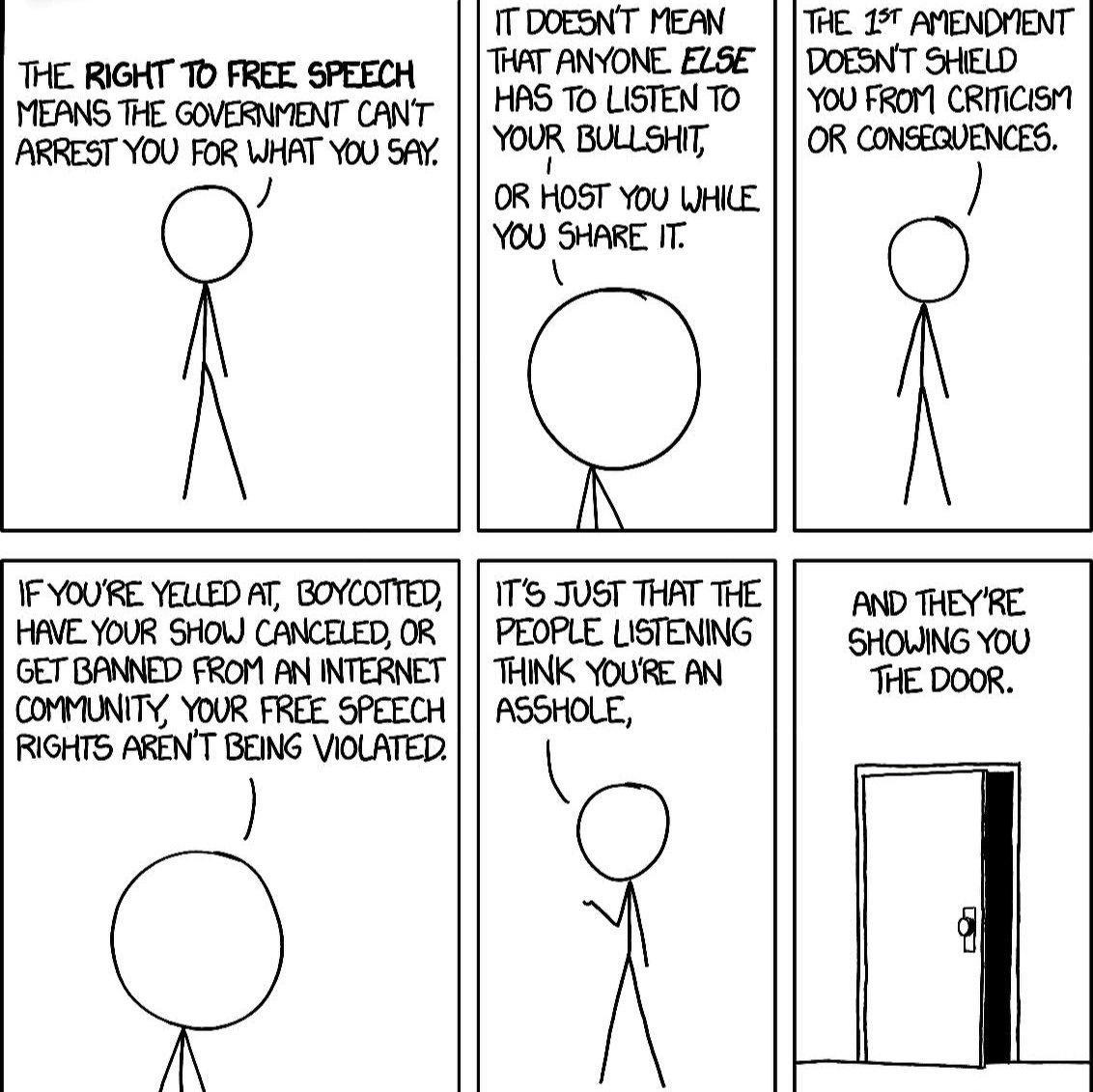 T e s T ANONE B8 IO el THAT ANYONE ELSE SHELD Timmwy HAS TO LISTENTO You FROr1 CRITICISM ARREST YOU FOR WHAT Y0 SAY YOUR BULLSHTT OR CONSEQUENCES OR HOST YOU WHIE YOU SHARE IT v IF YOURE YELLED AT BOYCOTED 1T JUST THAT THE AND THEYRE HAVE YOUR Srio CANCELED OR PEOPLE LISTENING SHOWNG YOU GET BANNED FROM AN INTERNET THINK YOURE AN THE DOOR COMMUNITY YOUR FREE SPEECH ASSHOLE RIGHTS ARENT BEING VIOLA