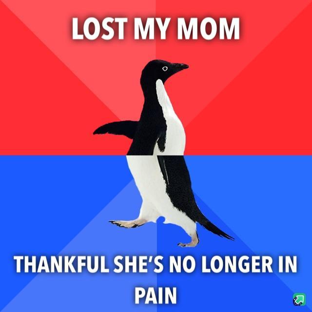 LOST MY MOM THANKFUL SHES NO LONGER IN PAIN a