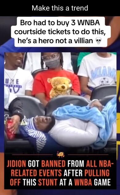 V ELCRGISER Bro had to buy 3 WNBA courtside tickets to do this hes a hero not a villian 60T FROM AFTER THIS ATA GAME