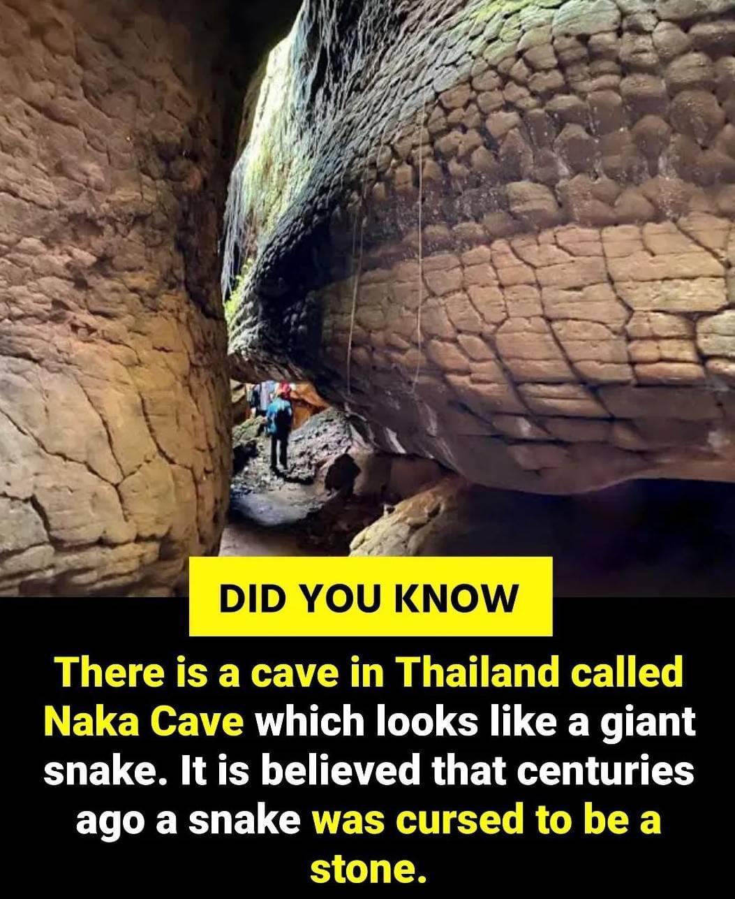 There is a cave in Thailand called Naka Cave which looks like a giant snake It is believed that centuries EL R EUCRVERR IS RGY R stone